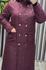 Kadın Giyim Büyük Beden Kapitone Metal Düğmeli Kruvaze Kap