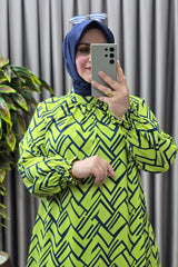 Kadın Giyim Büyük Beden Labirent Desen Tunik