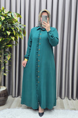 Kadın Giyim Büyük Beden Önü Fırfırlı Düğmeli Aerobin Elbise