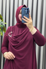 Kadın Giyim Büyük Beden Tokalı Şifon Sandy Kumaş Abaya