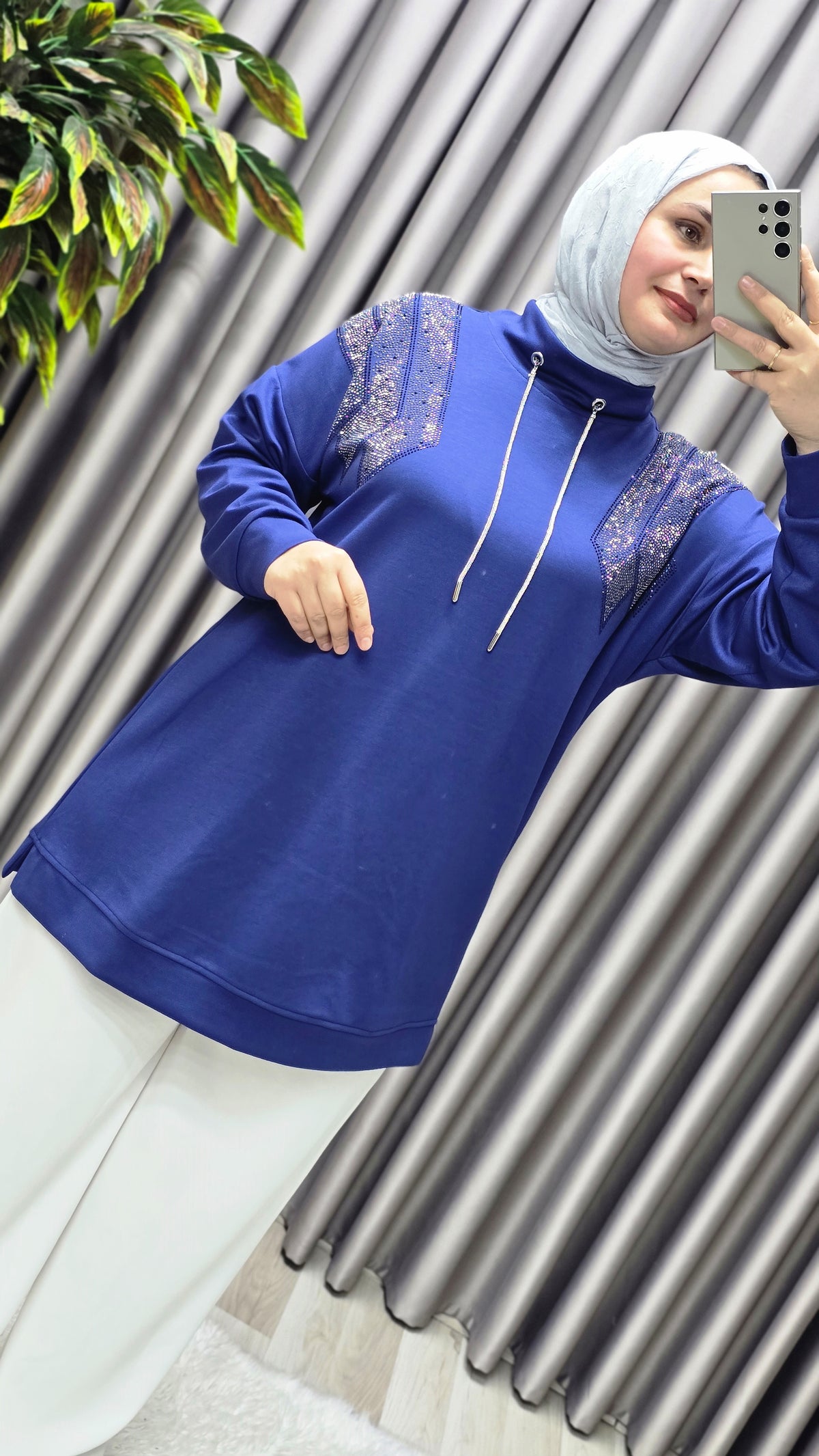 Kadın Giyim Büyük Beden Önü Taşlı Tunik