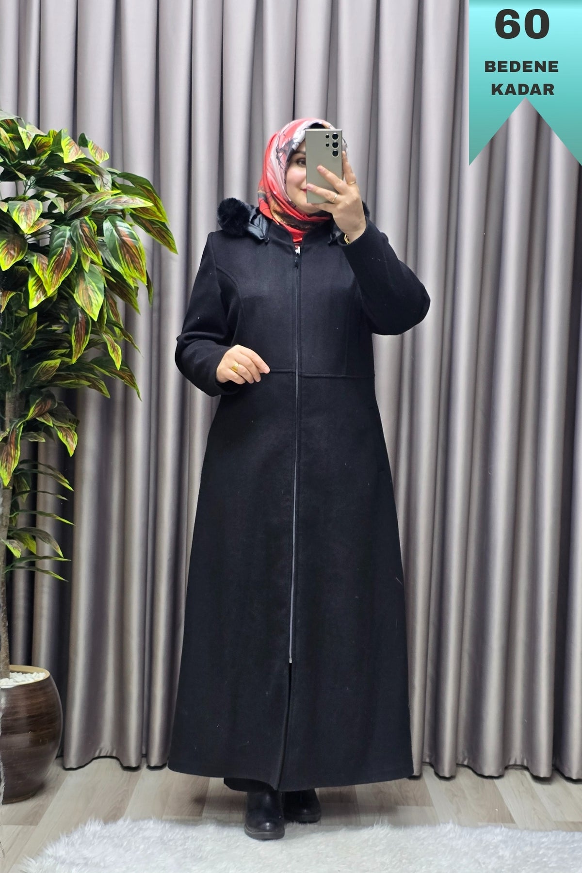 Kadın Giyim Kapşonlu Tam Boy Mevlana Kaşe