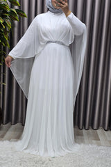 Kadın Tesettür Büyük Beden Giyim Simli  Pelerinli Abiye