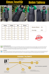 Kadın Tesettür Büyük Beden Kapüşonlu Fermuarlı Kürklü Piramit Desen Şişme Kapitone Yelek