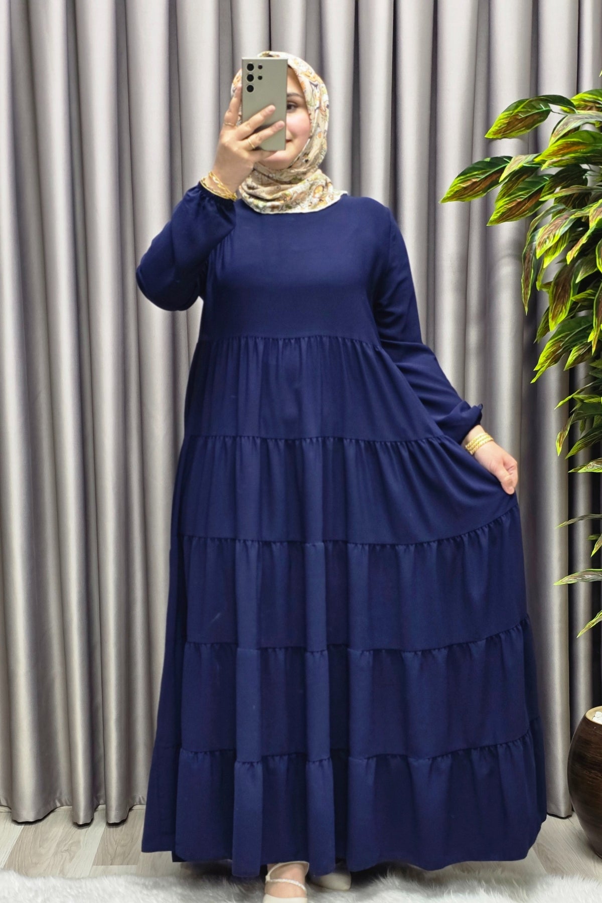 Kadın Tesettür Giyim 5 Katlı Endonezya Krebi Elbise