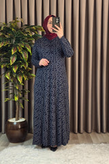 Kadın Tesettür Giyim Büyük Beden Anne Leopar Desen Elbise