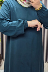 Kadın Tesettür Giyim Büyük Beden Düz Fırfırlı Elbise