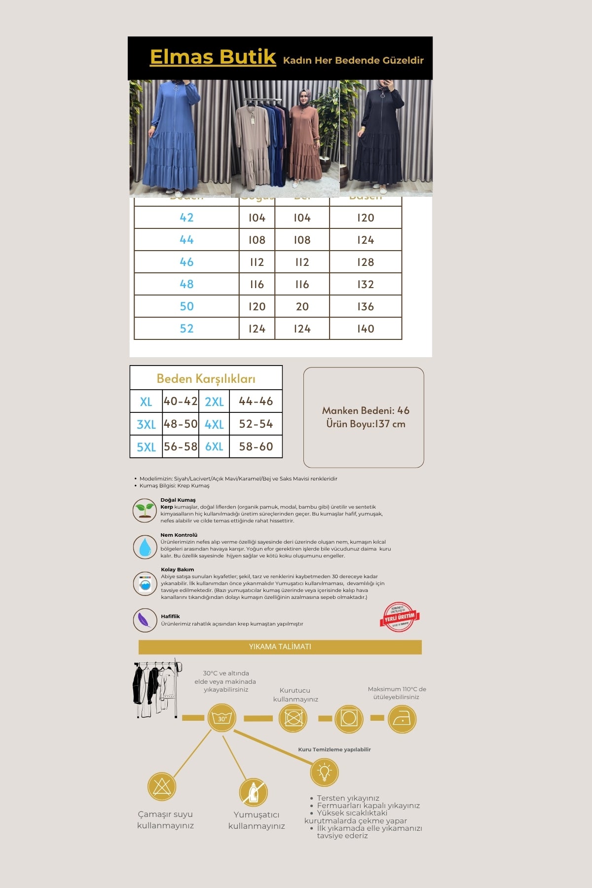 Kadın Tesettür Giyim Büyük Beden  Elbise  Ferace