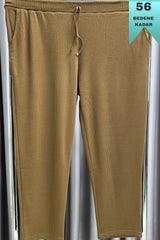 Kadın Tesettür Giyim Büyük Beden Fitilli Örme Pantolon