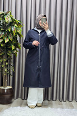 Kadın Tesettür Giyim Büyük Beden Fransız Boy Mevsimlik Trençkot