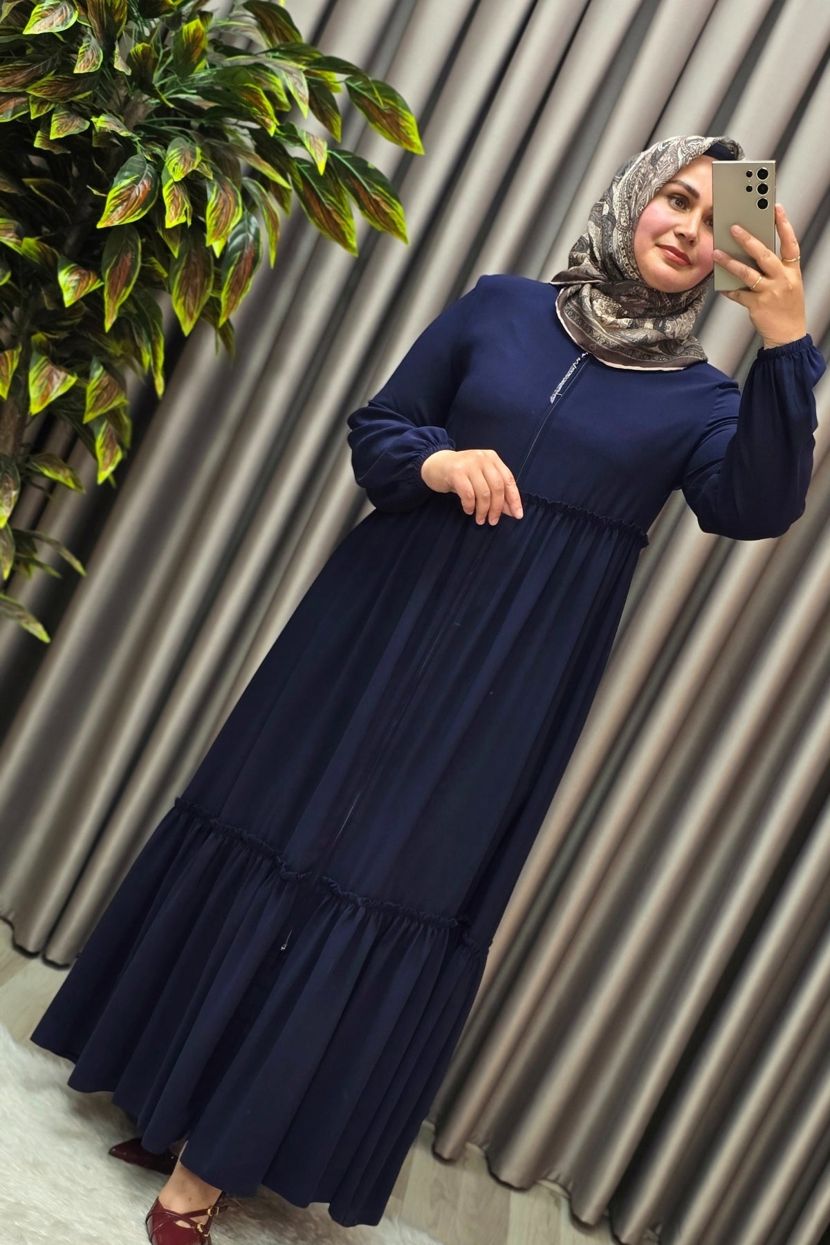 Kadın Tesettür Giyim Büyük Beden İki Katlı Ferace