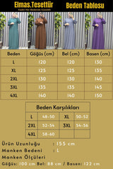 Kadın Tesettür Giyim Büyük Beden Kolu Şeritli Elbise