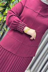 Kadın Tesettür Giyim Büyük Beden Krep Etekli Takım