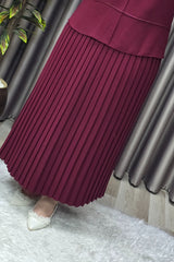 Kadın Tesettür Giyim Büyük Beden Krep Etekli Takım