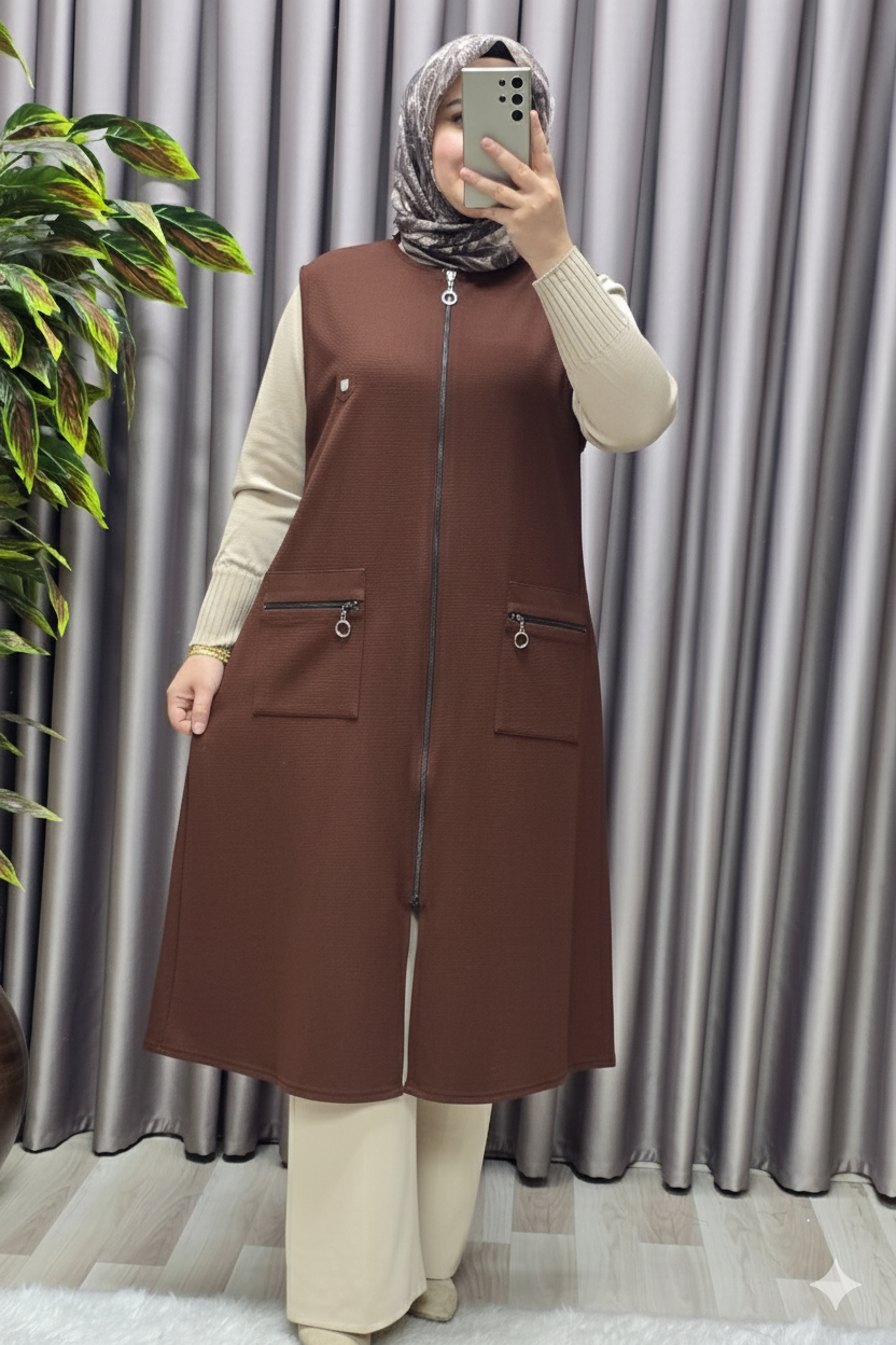 Kadın Tesettür Giyim Büyük Beden Ottoman Yelek