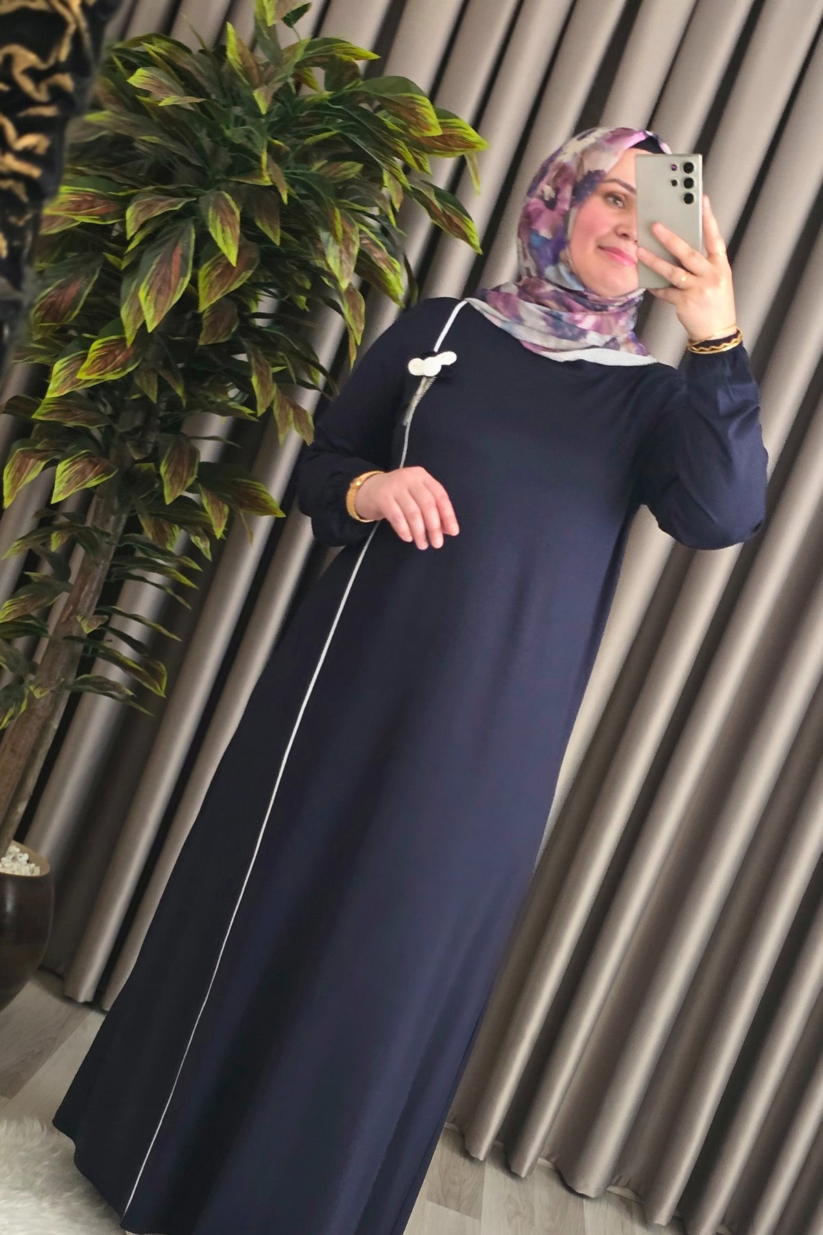 Kadın Tesettür Giyim Büyük Beden Şuğra Çiçekli Elbise