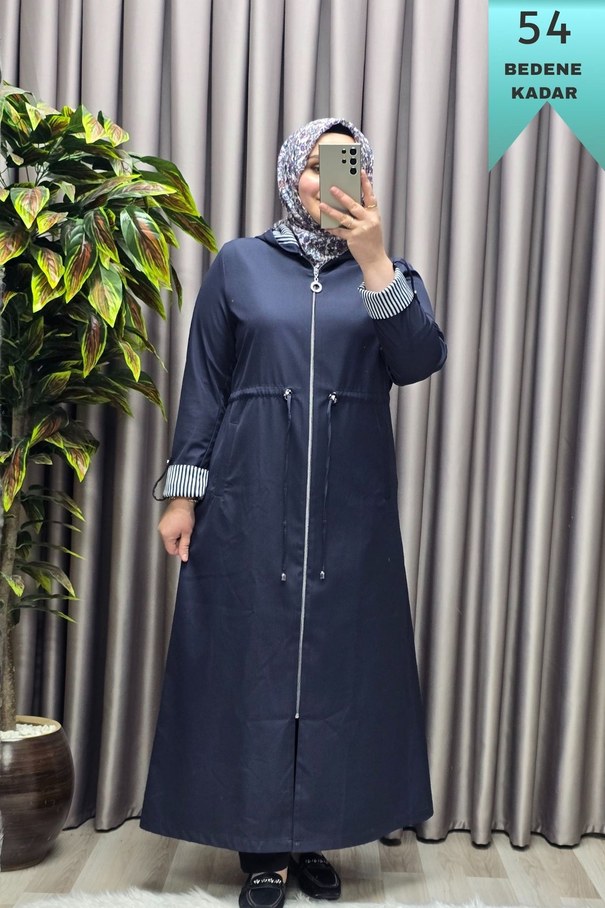 Kadın Giyim Büyük Beden Su Geçirmez Tam Boy Mevsimlik Spor Tesettür Pardesü