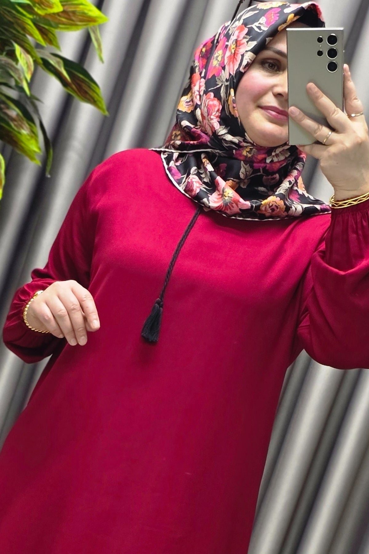 Kadın Tesettür Giyim Büyük Beden Tek Renk İpli Tunik