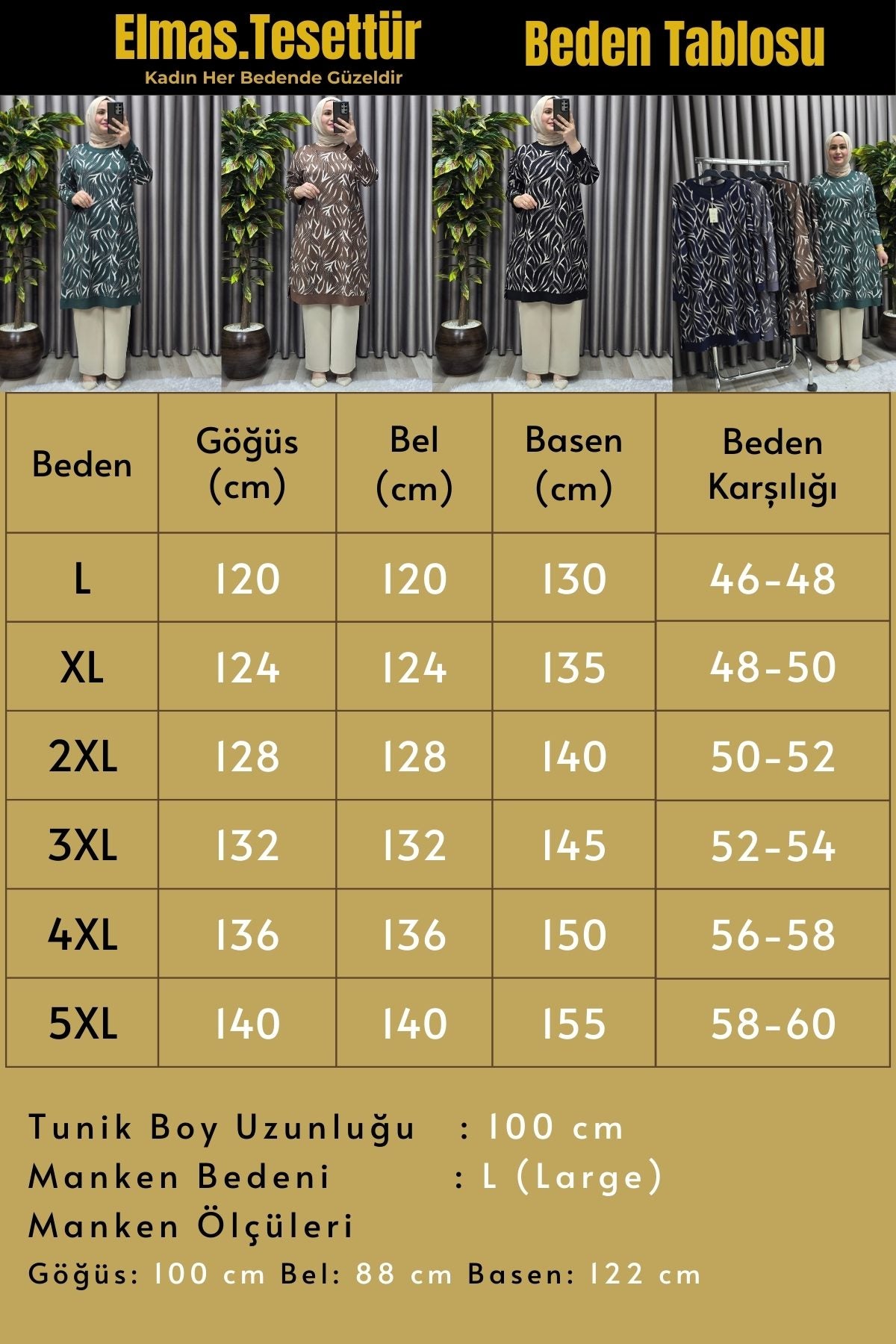 Kadın Tesettür Giyim Büyük Beden Trend Simli Tunik