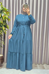 Kadın Tesettür Giyim Büyük Beden Üç Katlı Elbise