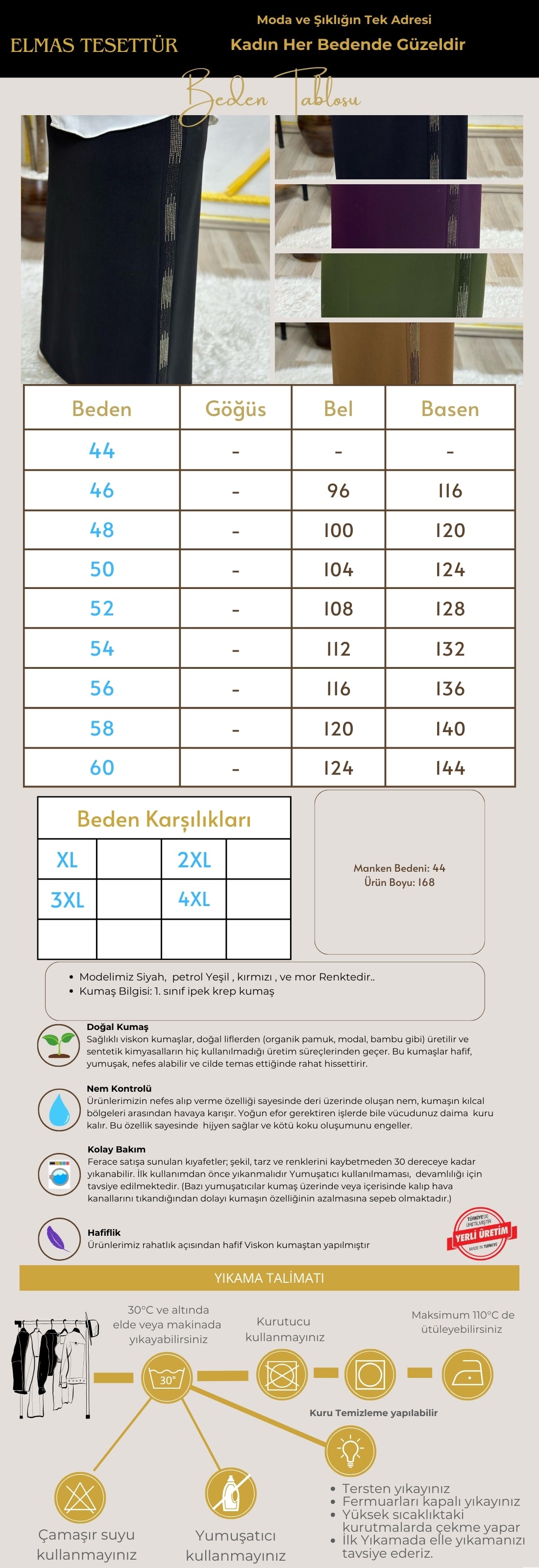 Kadın Tesettür Giyim Büyük Beden Yan Taşlı Kalem Etek