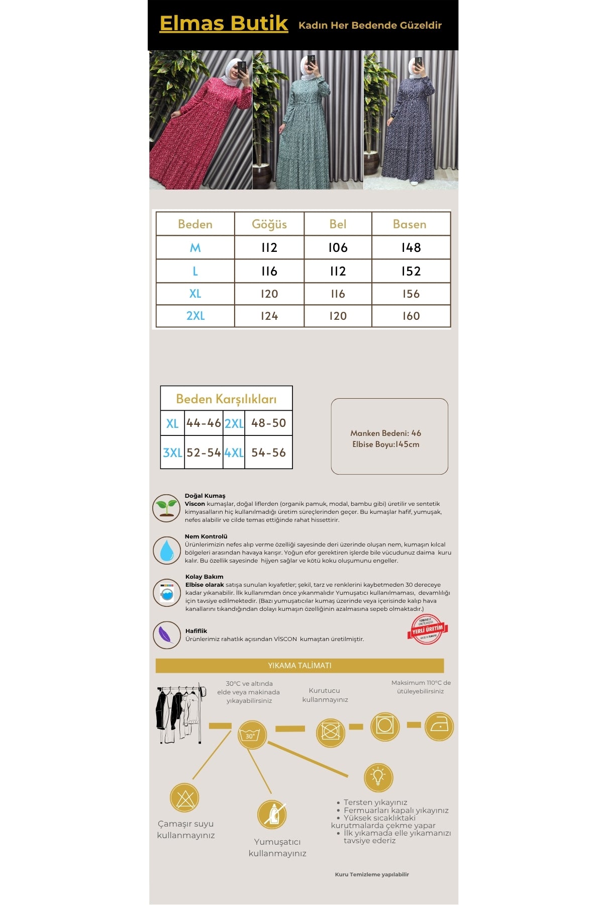 Kadın Tesettür Giyim Yazlık Viscon Üç Katlı Papatya Elbise